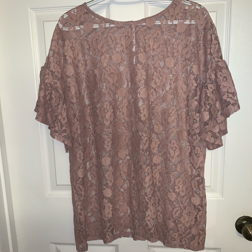 UK 22 Next Pink Floral Lace Sheer Top